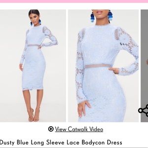 Dusty blue lace midi dress